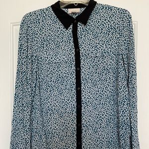 Loft blue and black blouse